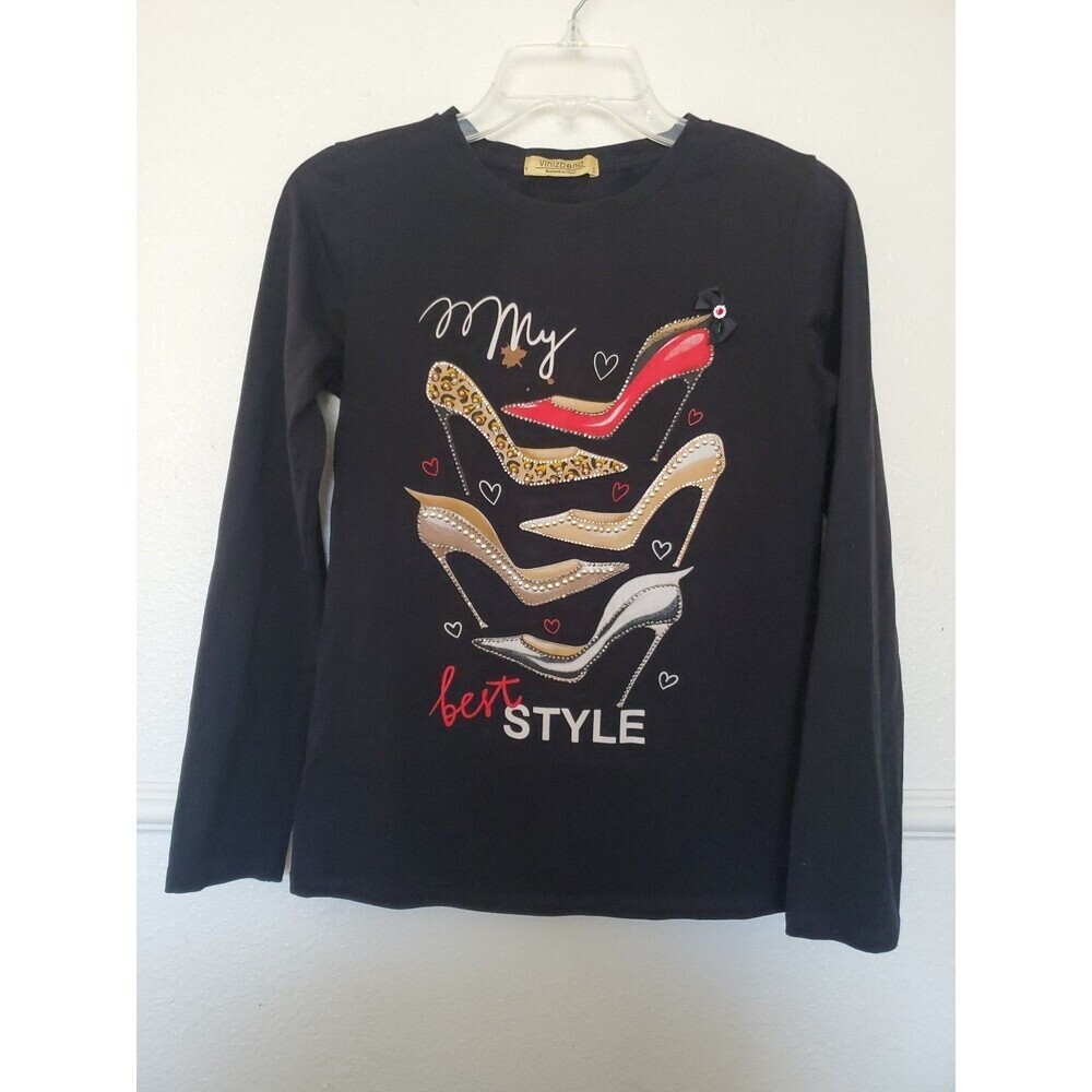 Vinizbena‎ Shoes Heels Shirt Long Sleeve Women’s Shirt Size Small Black - Picture 14 of 16